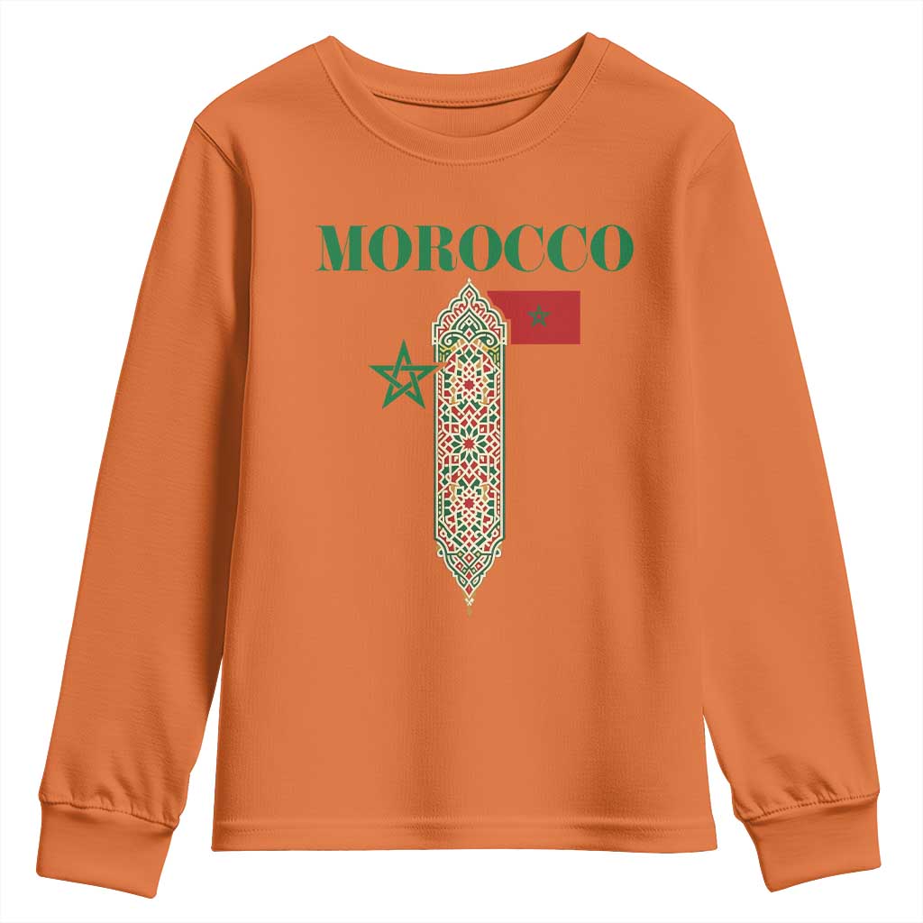 Traditional Moroccan Mosaic Archway Graphic Youth Sweatshirt Morocco Architecture Tile Pattern TS02 Orange Print Your Wear