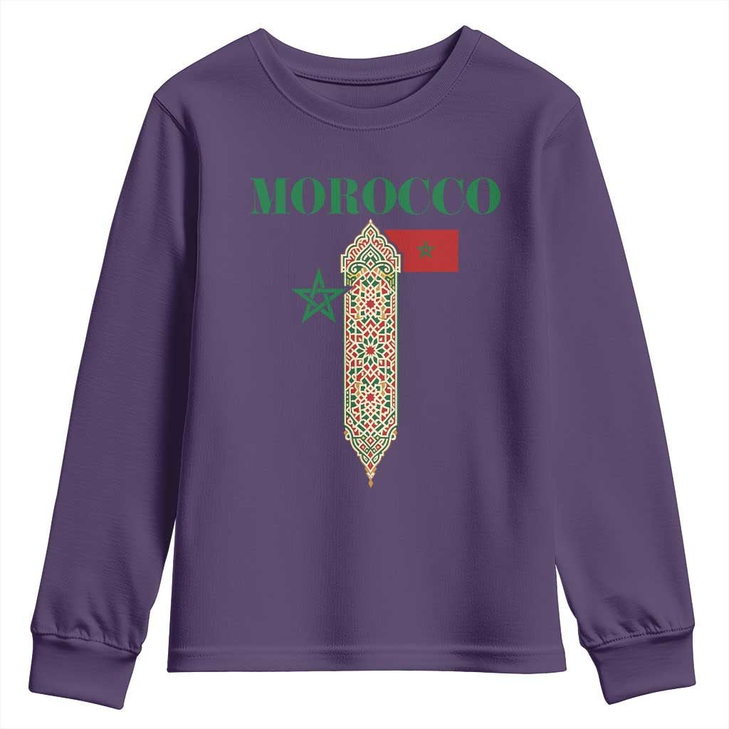 Traditional Moroccan Mosaic Archway Graphic Youth Sweatshirt Morocco Architecture Tile Pattern TS02 Purple Print Your Wear
