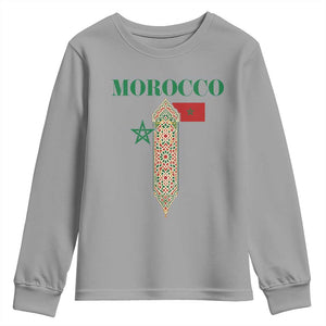 Traditional Moroccan Mosaic Archway Graphic Youth Sweatshirt Morocco Architecture Tile Pattern TS02 Sport Gray Print Your Wear