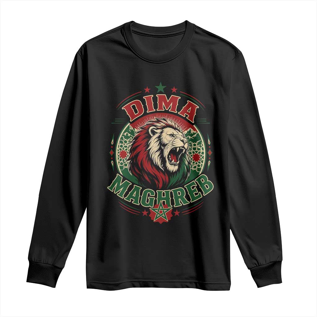 Dima Maghreb Morocco Lion Roar Long Sleeve Shirt Proud Patriotic Moroccan Spirit Heritage Support TS02 Black Print Your Wear