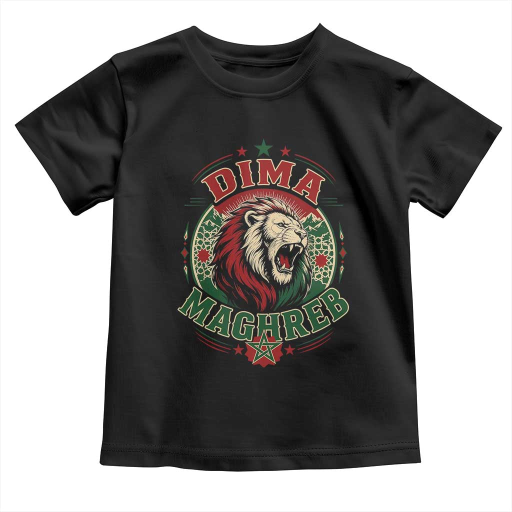 Dima Maghreb Morocco Lion Roar Toddler T Shirt Proud Patriotic Moroccan Spirit Heritage Support TS02 Black Print Your Wear