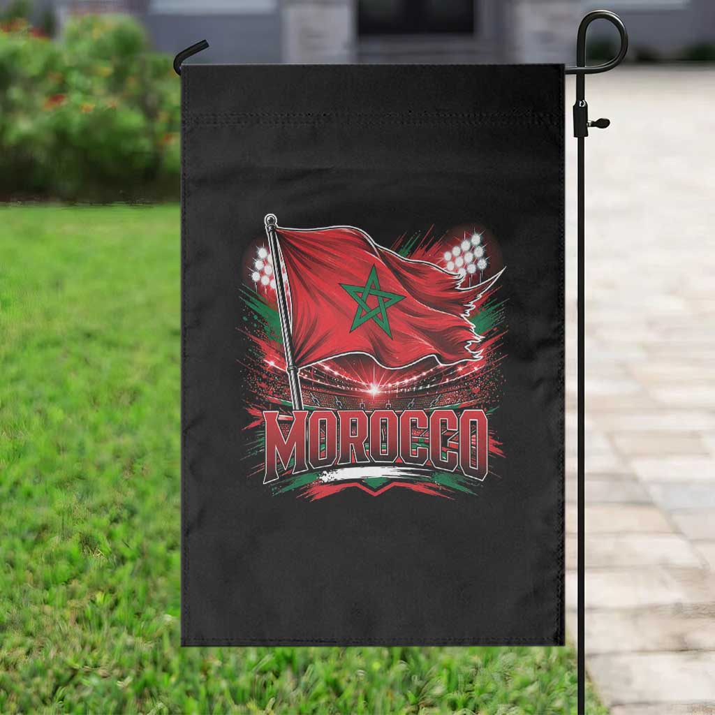 Waving Morocco Flag Stadium Lights Garden Flag Patriotic Moroccan Soccer Fans TS02 Print Your Wear
