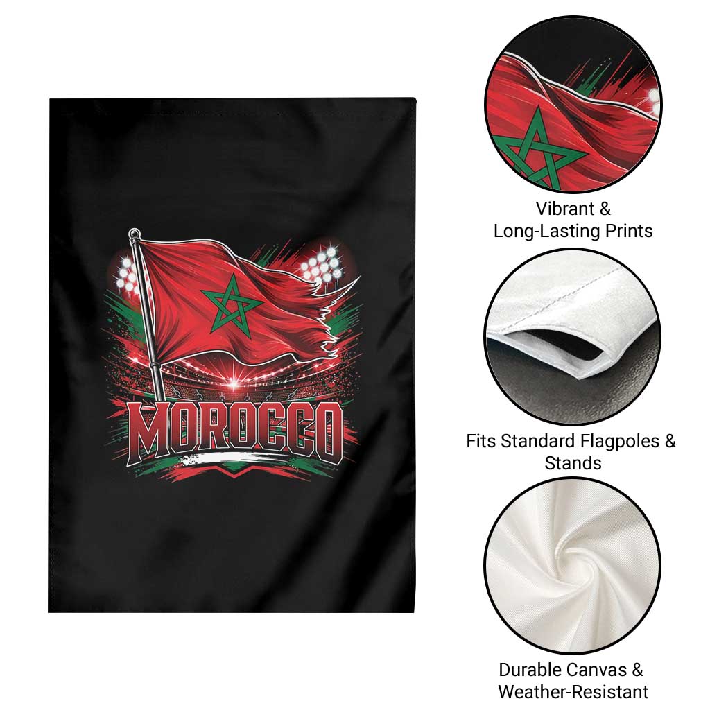 Waving Morocco Flag Stadium Lights Garden Flag Patriotic Moroccan Soccer Fans TS02 Print Your Wear