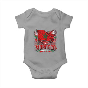 Waving Morocco Flag Stadium Lights Baby Onesie Patriotic Moroccan Soccer Fans TS02 Sport Gray Print Your Wear