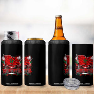Waving Morocco Flag Stadium Lights 4 in 1 Can Cooler Tumbler Patriotic Moroccan Soccer Fans TS02 Print Your Wear