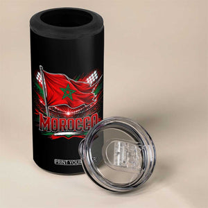 Waving Morocco Flag Stadium Lights 4 in 1 Can Cooler Tumbler Patriotic Moroccan Soccer Fans TS02 Print Your Wear