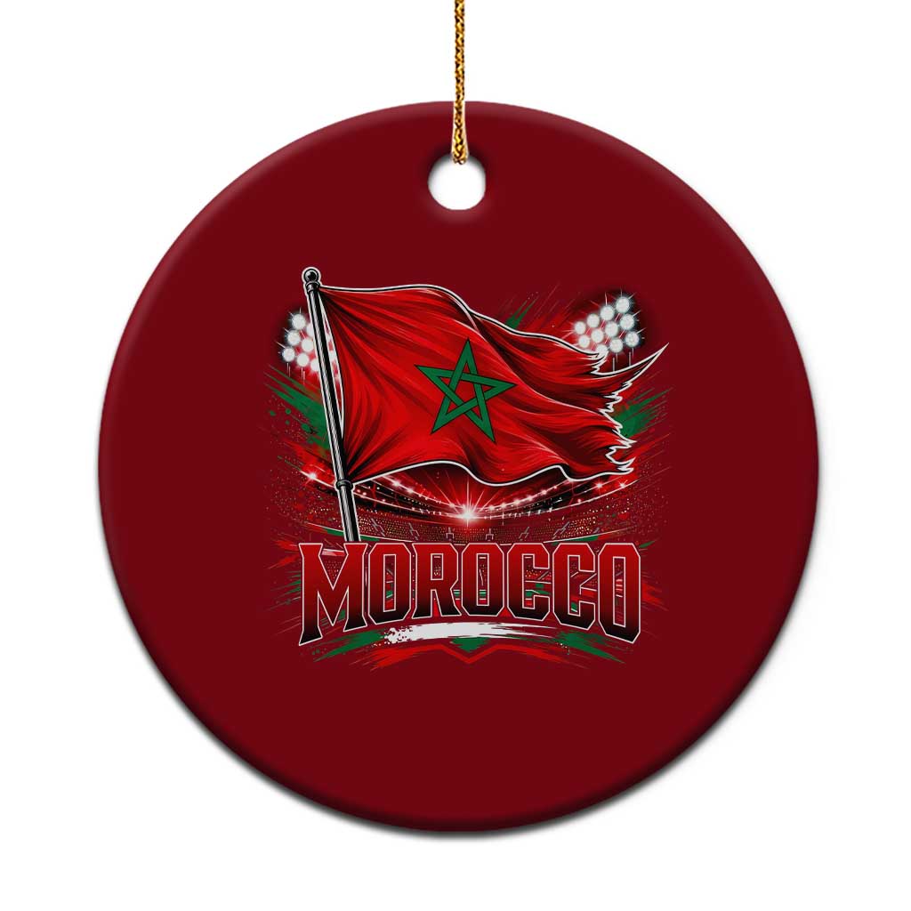 Waving Morocco Flag Stadium Lights Ceramic Ornament Patriotic Moroccan Soccer Fans TS02 1pc Red Print Your Wear