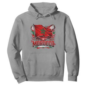 Waving Morocco Flag Stadium Lights Hoodie Patriotic Moroccan Soccer Fans TS02 Sport Gray Print Your Wear