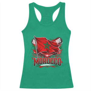 Waving Morocco Flag Stadium Lights Racerback Tank Top Patriotic Moroccan Soccer Fans TS02 Irish Green Print Your Wear