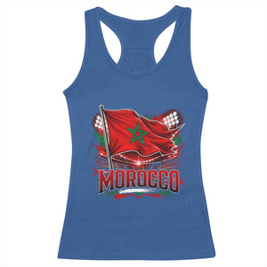 Waving Morocco Flag Stadium Lights Racerback Tank Top Patriotic Moroccan Soccer Fans TS02 Royal Blue Print Your Wear