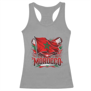 Waving Morocco Flag Stadium Lights Racerback Tank Top Patriotic Moroccan Soccer Fans TS02 Sport Gray Print Your Wear