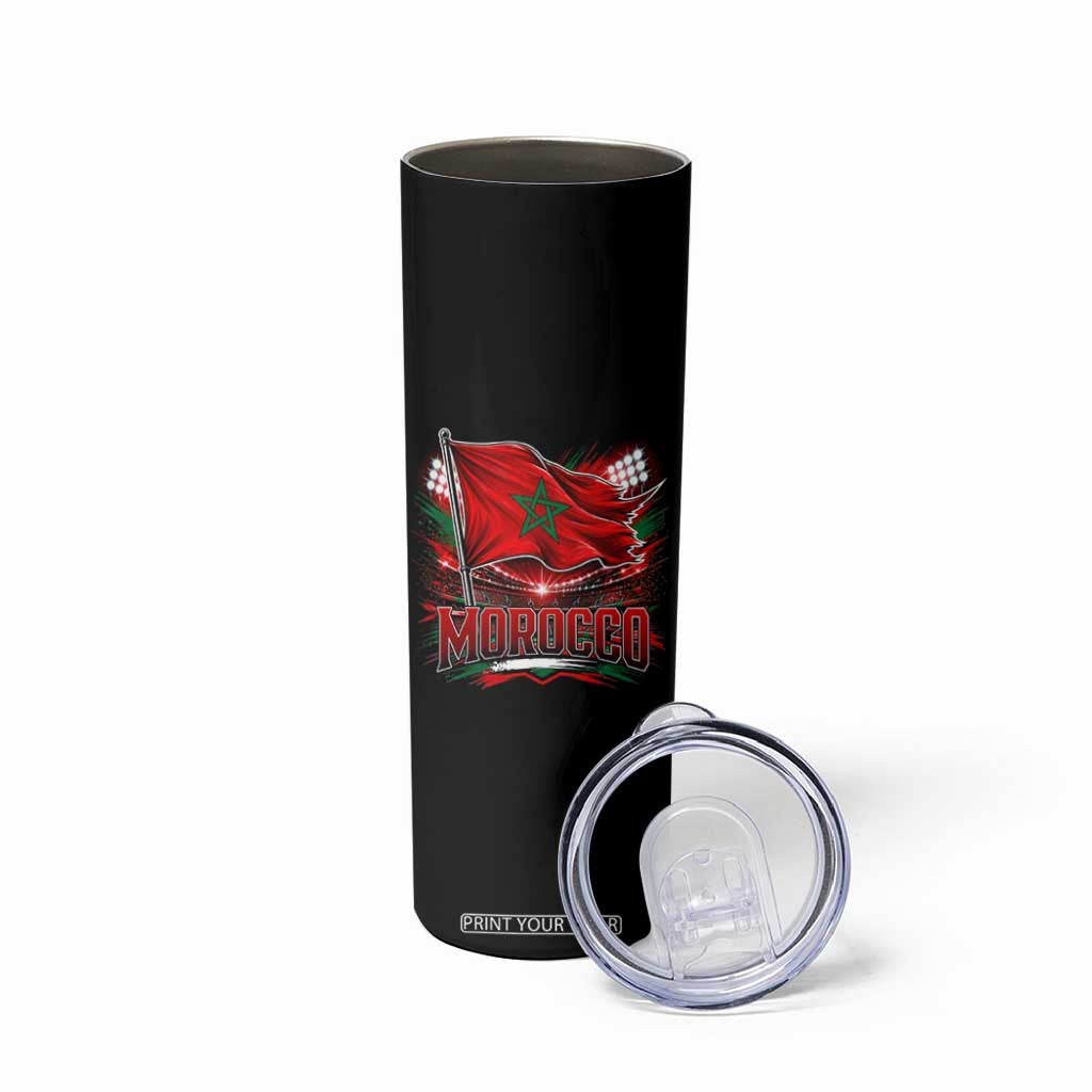 Waving Morocco Flag Stadium Lights Skinny Tumbler Patriotic Moroccan Soccer Fans TS02 Print Your Wear