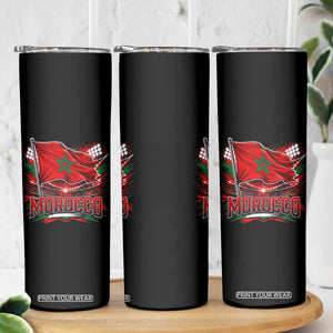 Waving Morocco Flag Stadium Lights Skinny Tumbler Patriotic Moroccan Soccer Fans TS02 Print Your Wear