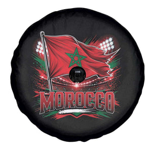 Waving Morocco Flag Stadium Lights Spare Tire Cover Patriotic Moroccan Soccer Fans TS02 Print Your Wear
