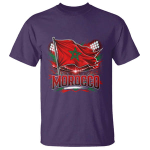 Waving Morocco Flag Stadium Lights T Shirt Patriotic Moroccan Soccer Fans TS02 Purple Print Your Wear