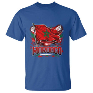 Waving Morocco Flag Stadium Lights T Shirt Patriotic Moroccan Soccer Fans TS02 Royal Blue Print Your Wear