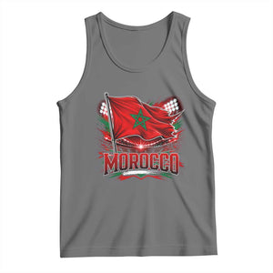 Waving Morocco Flag Stadium Lights Tank Top Patriotic Moroccan Soccer Fans TS02 Black Heather Print Your Wear