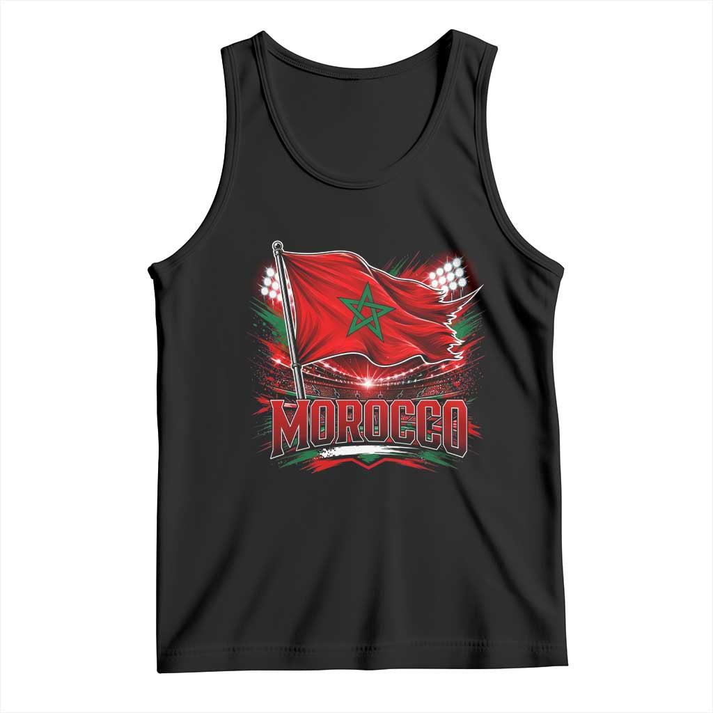 Waving Morocco Flag Stadium Lights Tank Top Patriotic Moroccan Soccer Fans TS02 Black Print Your Wear