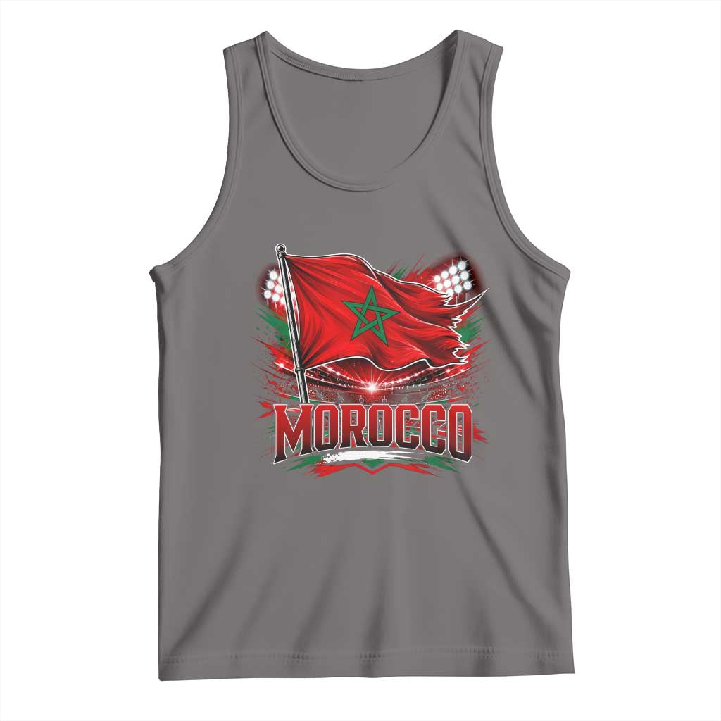 Waving Morocco Flag Stadium Lights Tank Top Patriotic Moroccan Soccer Fans TS02 Deep Heather Print Your Wear