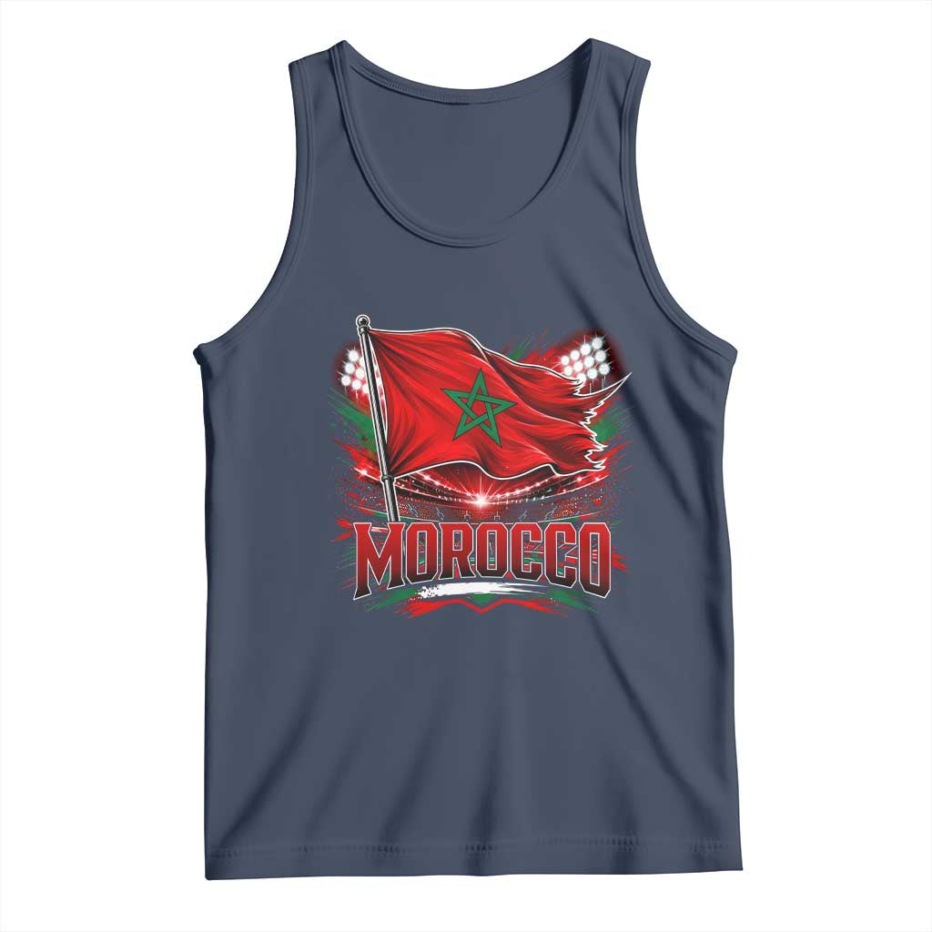 Waving Morocco Flag Stadium Lights Tank Top Patriotic Moroccan Soccer Fans TS02 Navy Print Your Wear