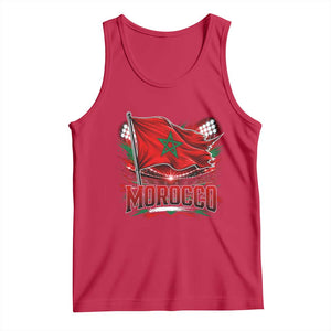 Waving Morocco Flag Stadium Lights Tank Top Patriotic Moroccan Soccer Fans TS02 Red Print Your Wear