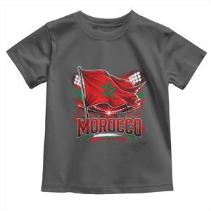 Waving Morocco Flag Stadium Lights Toddler T Shirt Patriotic Moroccan Soccer Fans TS02 Dark Heather Print Your Wear