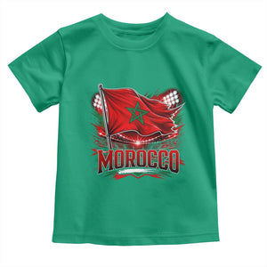 Waving Morocco Flag Stadium Lights Toddler T Shirt Patriotic Moroccan Soccer Fans TS02 Irish Green Print Your Wear