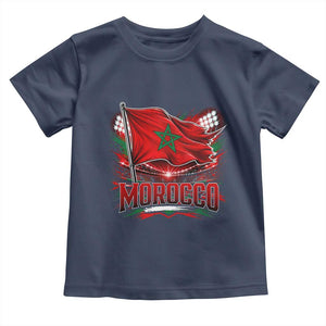 Waving Morocco Flag Stadium Lights Toddler T Shirt Patriotic Moroccan Soccer Fans TS02 Navy Print Your Wear