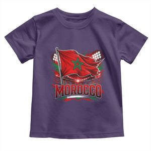Waving Morocco Flag Stadium Lights Toddler T Shirt Patriotic Moroccan Soccer Fans TS02 Purple Print Your Wear