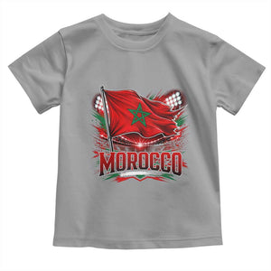 Waving Morocco Flag Stadium Lights Toddler T Shirt Patriotic Moroccan Soccer Fans TS02 Sport Gray Print Your Wear