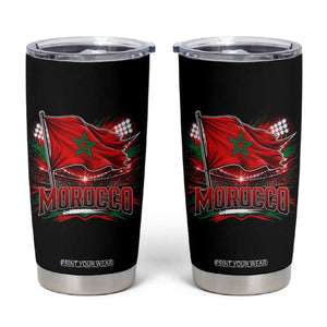 Waving Morocco Flag Stadium Lights Tumbler Cup Patriotic Moroccan Soccer Fans TS02 Black Print Your Wear