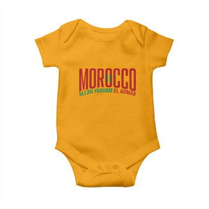 Morocco Flag Pride Allah Yarham El Ahmar Baby Onesie Moroccan Soccer Football Fans Gift TS02 Gold Print Your Wear