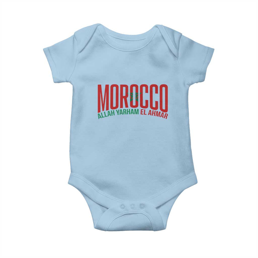 Morocco Flag Pride Allah Yarham El Ahmar Baby Onesie Moroccan Soccer Football Fans Gift TS02 Light Blue Print Your Wear