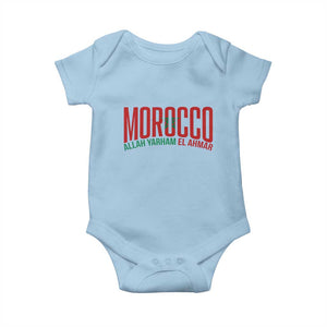 Morocco Flag Pride Allah Yarham El Ahmar Baby Onesie Moroccan Soccer Football Fans Gift TS02 Light Blue Print Your Wear