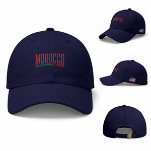 Morocco Flag Pride Allah Yarham El Ahmar Baseball Cap Moroccan Soccer Football Fans Gift TS02 Baseball Cap Universal Fit Dark Blue Print Your Wear
