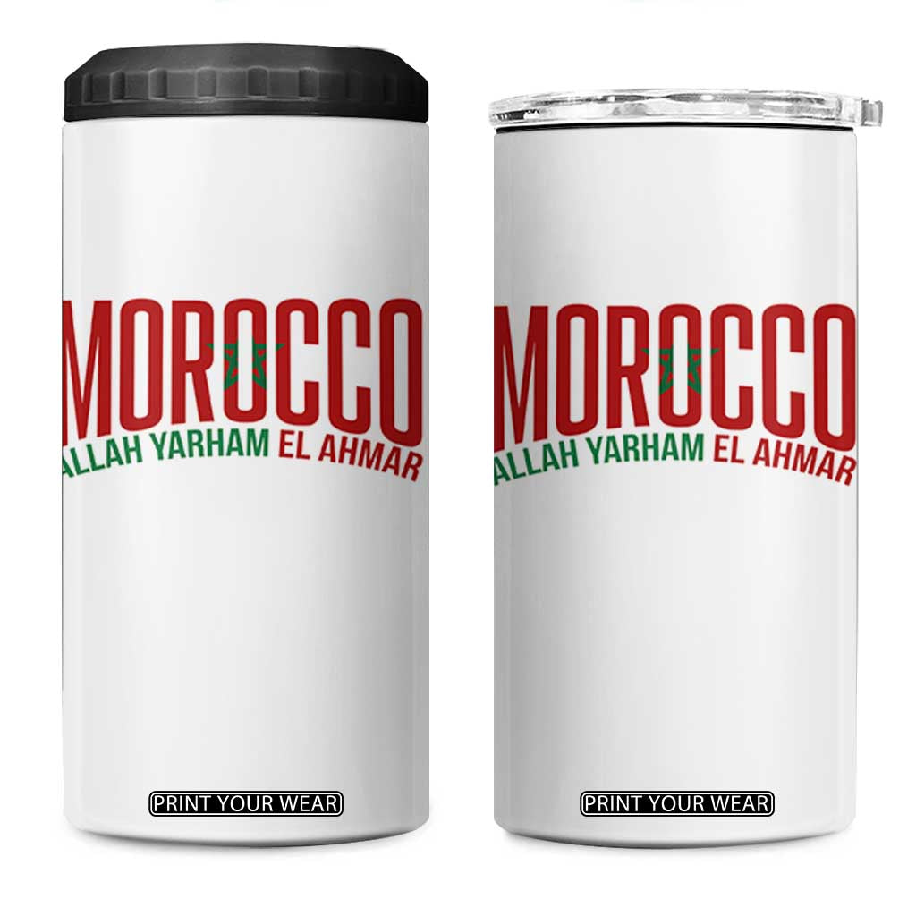 Morocco Flag Pride Allah Yarham El Ahmar 4 in 1 Can Cooler Tumbler Moroccan Soccer Football Fans Gift TS02 One Size: 16 oz White Print Your Wear