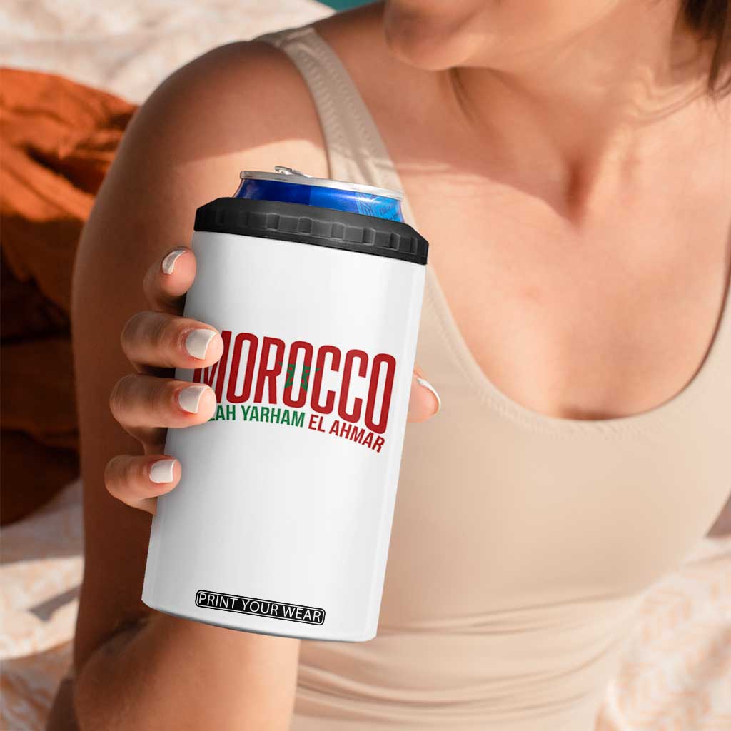 Morocco Flag Pride Allah Yarham El Ahmar 4 in 1 Can Cooler Tumbler Moroccan Soccer Football Fans Gift TS02 Print Your Wear