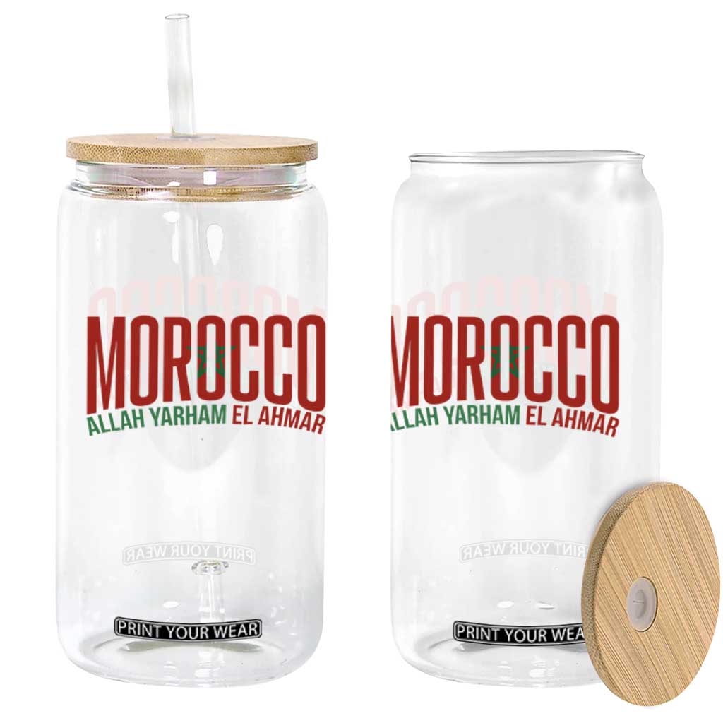 Morocco Flag Pride Allah Yarham El Ahmar Glass Can Moroccan Soccer Football Fans Gift TS02 Print Your Wear