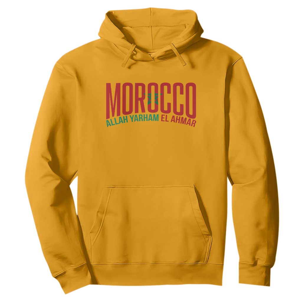 Morocco Flag Pride Allah Yarham El Ahmar Hoodie Moroccan Soccer Football Fans Gift TS02 S Gold Print Your Wear