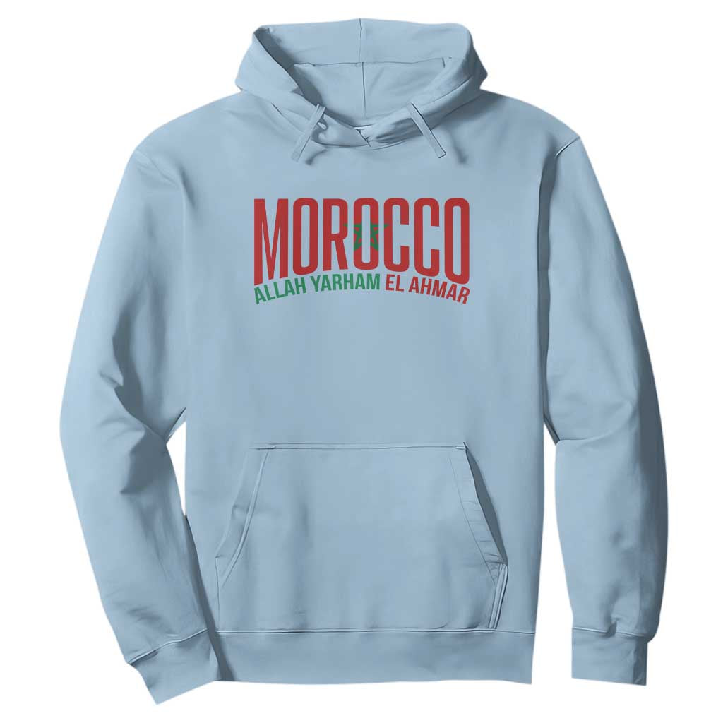 Morocco Flag Pride Allah Yarham El Ahmar Hoodie Moroccan Soccer Football Fans Gift TS02 Light Blue Print Your Wear