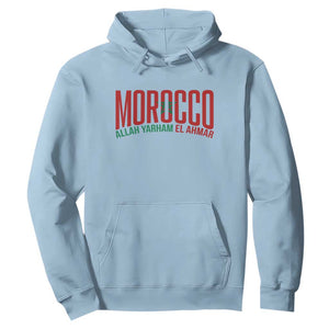 Morocco Flag Pride Allah Yarham El Ahmar Hoodie Moroccan Soccer Football Fans Gift TS02 Light Blue Print Your Wear