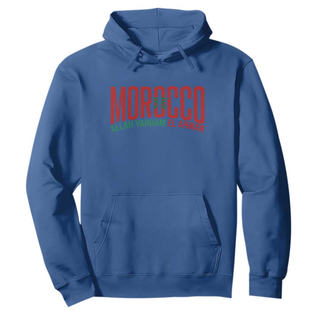 Morocco Flag Pride Allah Yarham El Ahmar Hoodie Moroccan Soccer Football Fans Gift TS02 Royal Blue Print Your Wear