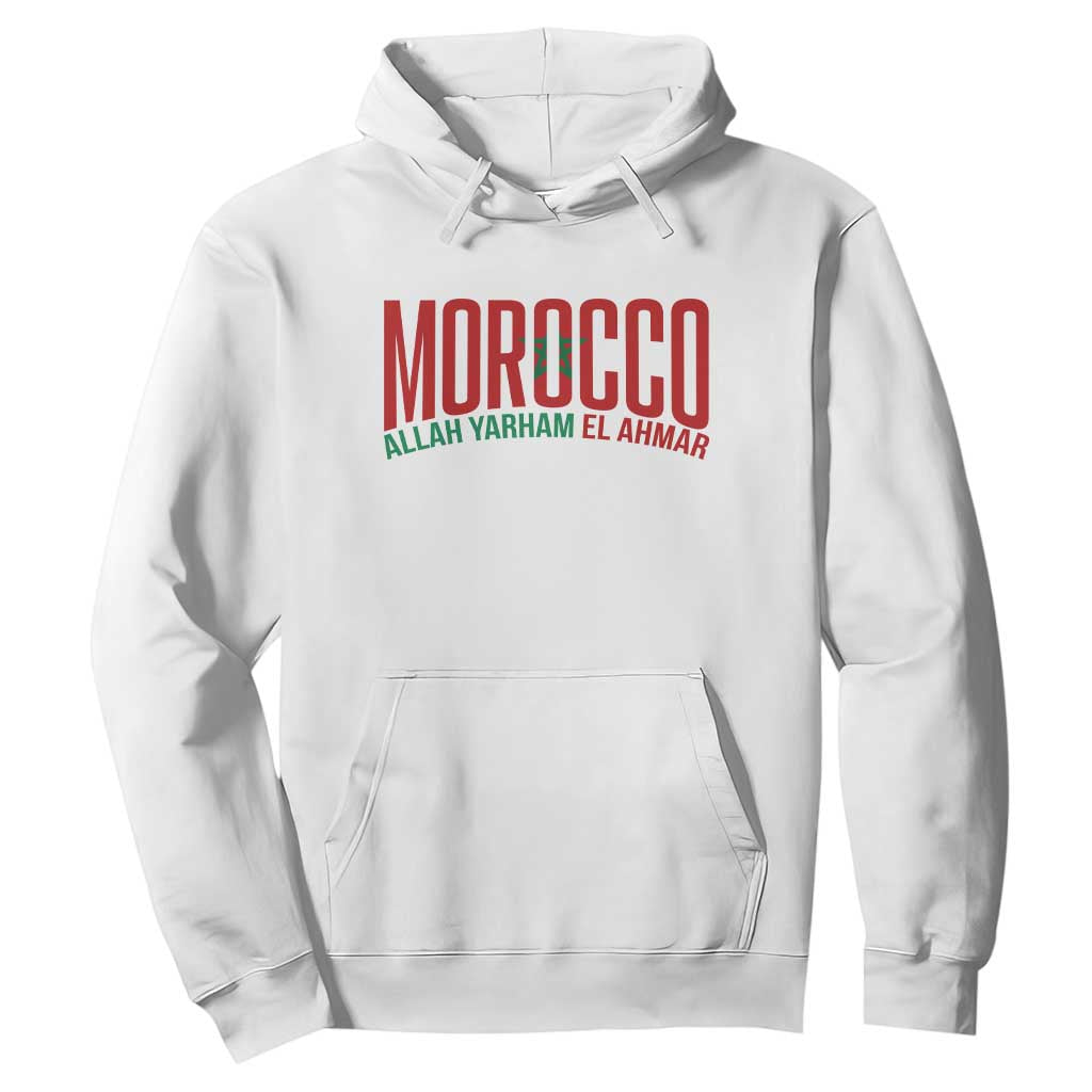 Morocco Flag Pride Allah Yarham El Ahmar Hoodie Moroccan Soccer Football Fans Gift TS02 White Print Your Wear
