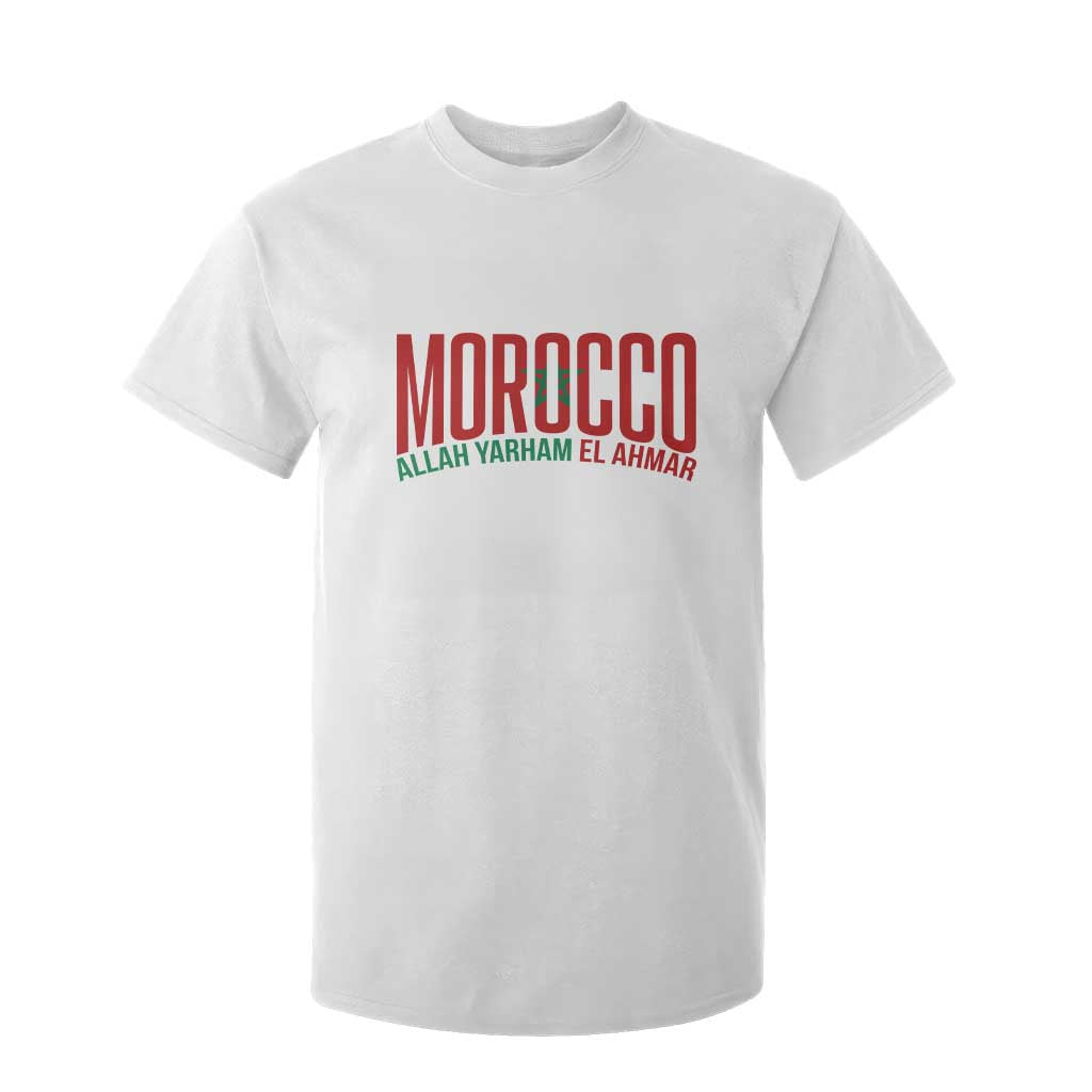 Morocco Flag Pride Allah Yarham El Ahmar T Shirt For Kid Moroccan Soccer Football Fans Gift TS02 White Print Your Wear