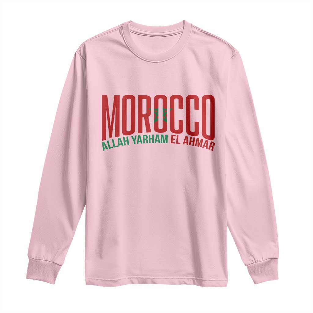Morocco Flag Pride Allah Yarham El Ahmar Long Sleeve Shirt Moroccan Soccer Football Fans Gift TS02 Light Pink Print Your Wear