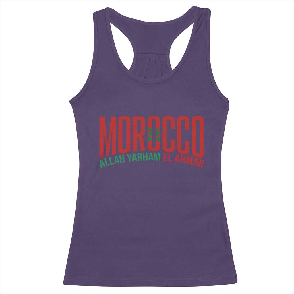 Morocco Flag Pride Allah Yarham El Ahmar Racerback Tank Top Moroccan Soccer Football Fans Gift TS02 Purple Print Your Wear