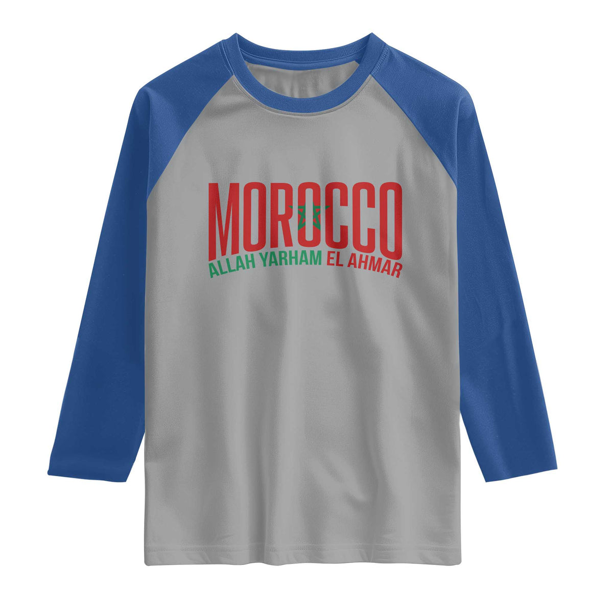 Morocco Flag Pride Allah Yarham El Ahmar Raglan Shirt Moroccan Soccer Football Fans Gift TS02 Sport Gray Royal Print Your Wear