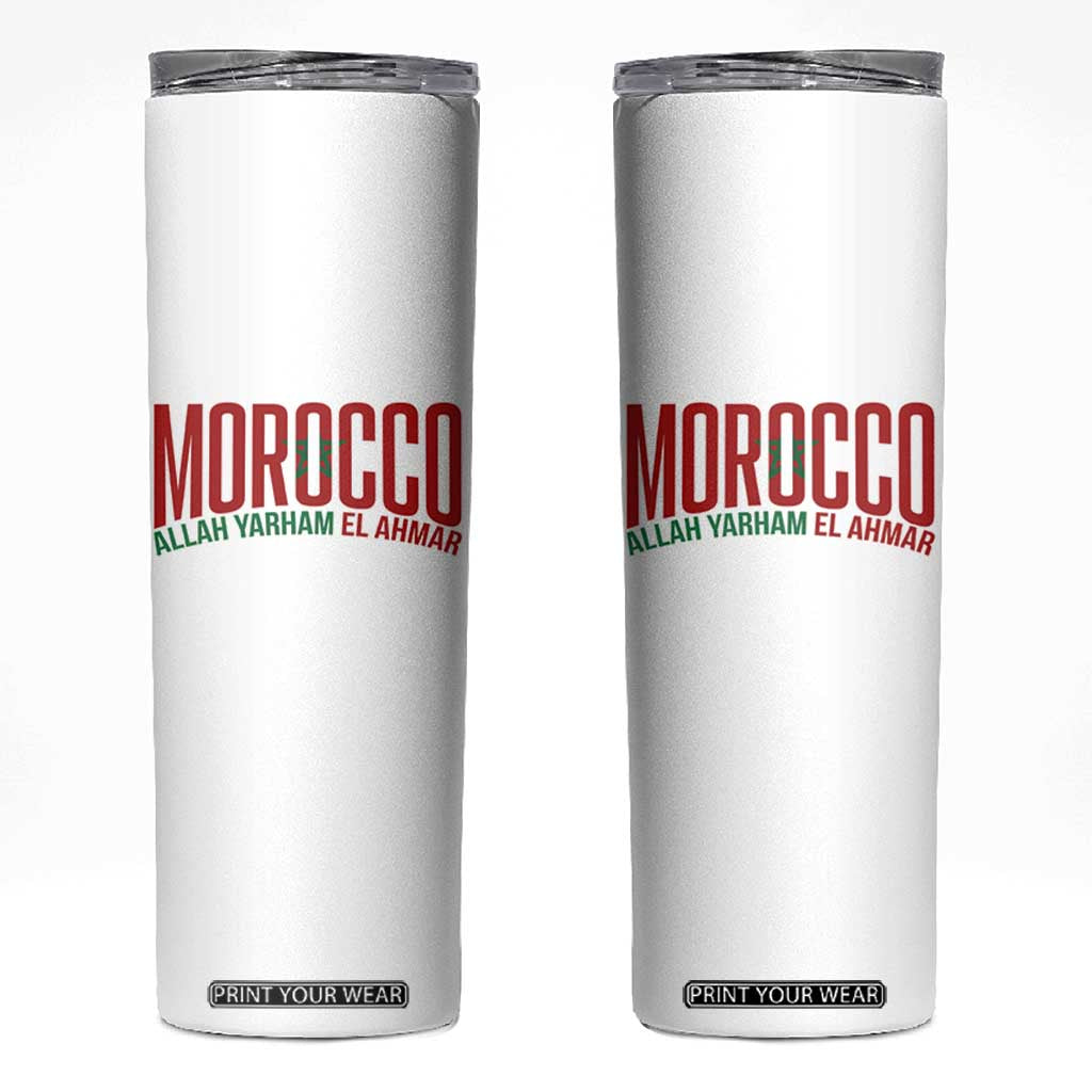 Morocco Flag Pride Allah Yarham El Ahmar Skinny Tumbler Moroccan Soccer Football Fans Gift TS02 White Print Your Wear