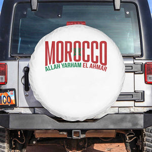 Morocco Flag Pride Allah Yarham El Ahmar Spare Tire Cover Moroccan Soccer Football Fans Gift TS02 No hole White Print Your Wear