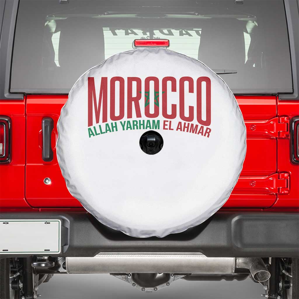 Morocco Flag Pride Allah Yarham El Ahmar Spare Tire Cover Moroccan Soccer Football Fans Gift TS02 White Print Your Wear